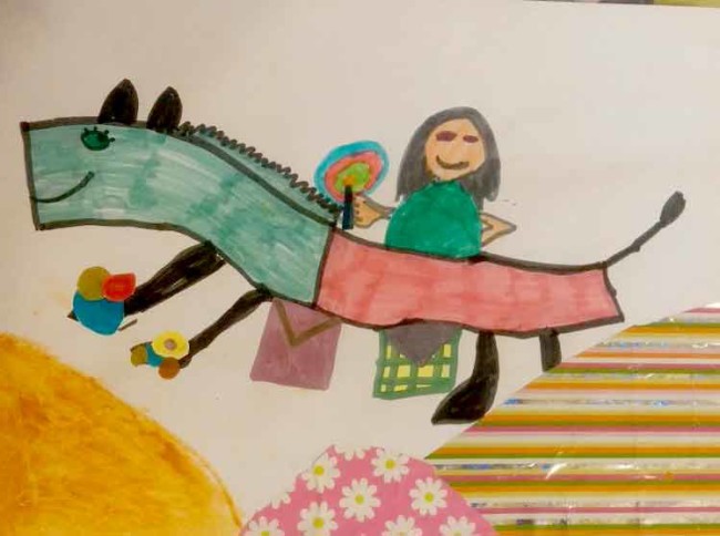 איור ששלחה אלי ילדה, עפרי קהאן בת שש, שציירה בעקבות הספר "בדיוק כמו שרציתי"